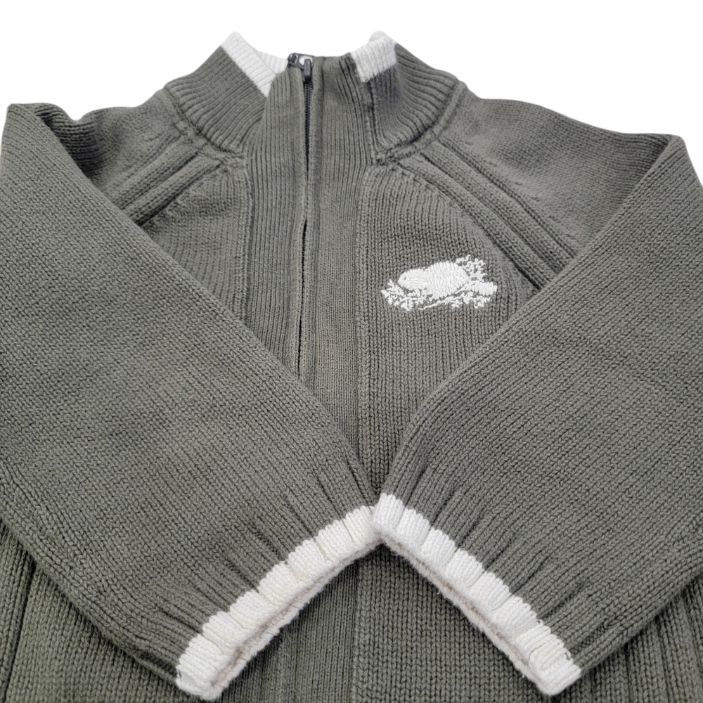 Roots Knit Baby Cardigan Green Canadian Beaver Sweater Retro Zip Up Jump… - Picture 6 of 15